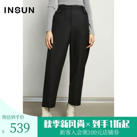 恩裳商场同款冬季时尚简约纯色垂感设计直筒西装裤女图片