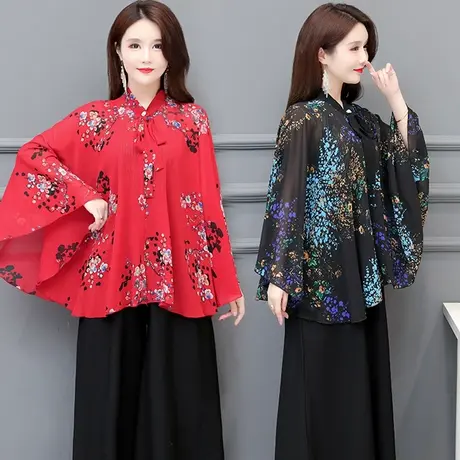 斗篷披风女夏碎花雪纺小披肩外套短款外搭开衫配裙子旗袍外披上衣图片