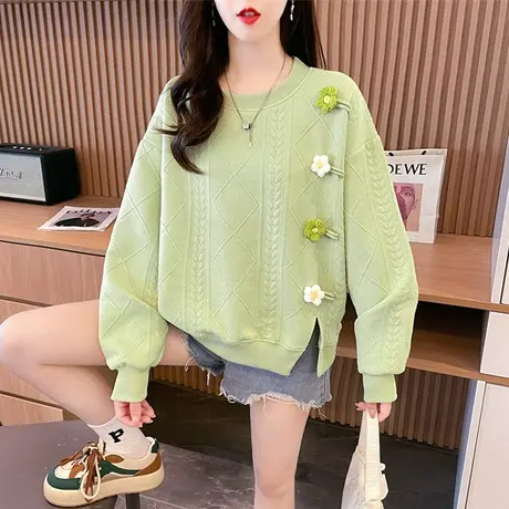 设计感小众卫衣女秋冬季韩版宽松加绒加厚小个子美式复古上衣外套商品大图