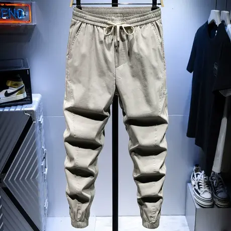 春夏款工装裤男潮牌宽松束脚哈伦裤痞帅男士休闲港风百搭长裤子男商品大图