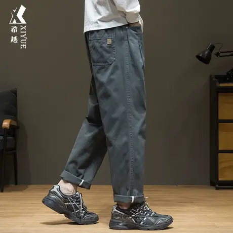希越秋冬直筒垂感休闲裤男秋季纯色九分裤宽松大码胖子男生长裤子商品大图