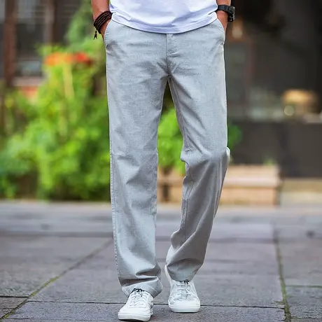 亚麻裤男夏季薄款直筒宽松休闲裤男款棉麻裤子休闲百搭加大码男裤商品大图