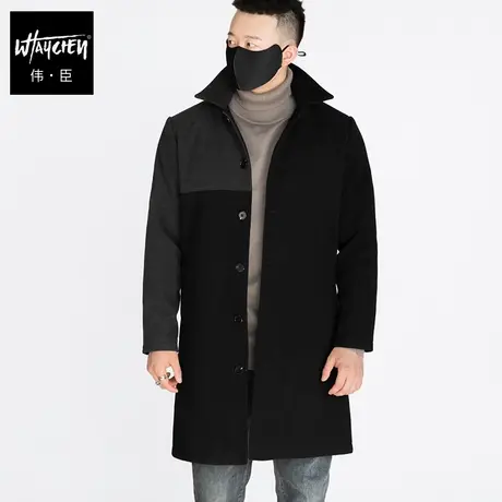 伟臣潮牌大码冬装毛呢大衣男胖子加肥加大中长款男士肥佬风衣外套图片