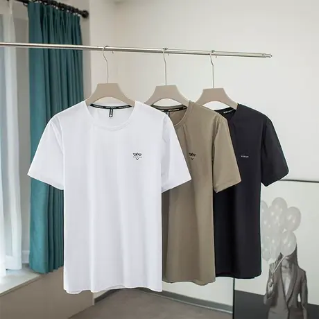 短袖T恤男士2023夏季新款白色复古半袖潮流薄款纯色半袖上衣服男商品大图