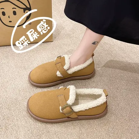 老北京布鞋女棉鞋2023秋冬新款一脚蹬加绒休闲鞋孕妇软底鞋妈妈鞋图片
