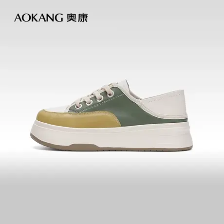 【门店发货】奥康女鞋春秋季新款拼接厚底糖果撞色时尚休闲鞋图片