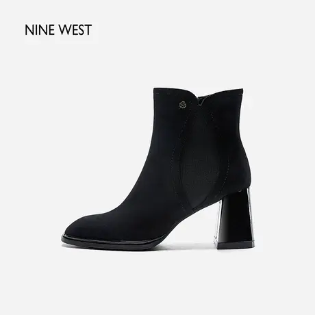 Nine West/玖熙粗跟弹力短靴女2023冬季新款小个子时装靴切尔西靴图片