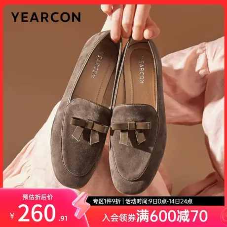 意尔康女鞋2024春季休闲粗跟乐福鞋女士单鞋低跟豆豆鞋懒人鞋复古图片