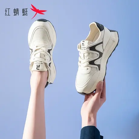 红蜻蜓运动鞋女2023新款夏季薄款女鞋透气网面休闲阿甘鞋女老爹鞋商品大图