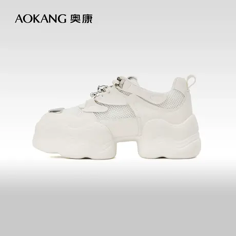 奥康女鞋 春夏季厚底增高街头休闲鞋时尚百搭系带老爹鞋透气网面图片