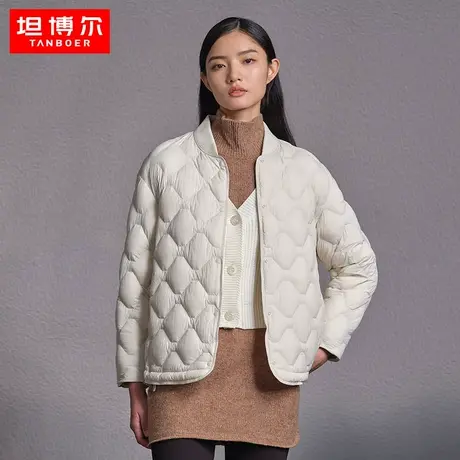 【商场同款】坦博尔2022新款羽绒女短款菱格棒球服秋外套TB330252商品大图