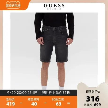 GUESS23新男中腰直筒牛仔短裤薄款宽松休闲五分裤-X3PD46D51V0商品大图