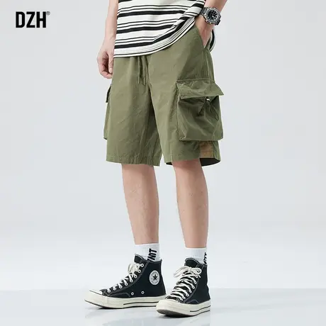 男士军绿色工装短裤男夏季薄款外穿五分裤2023年新款潮流中裤男裤商品大图