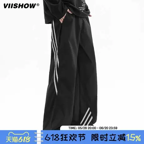VIISHOW美式三条杠工装直筒裤子男生夏季潮流薄款宽松休闲长裤男商品大图