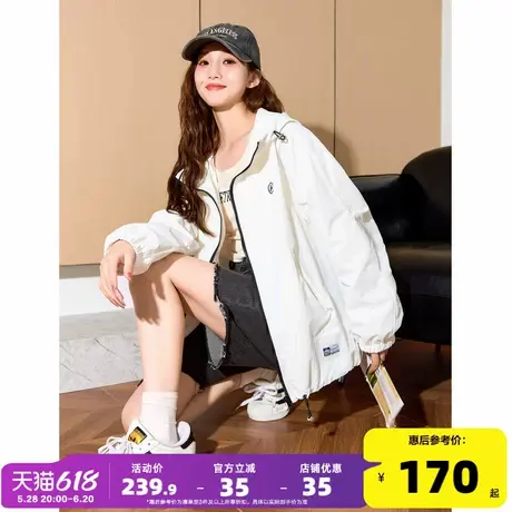 【防水】唐狮2024秋季冲锋少年上衣女连帽户外休闲运动短款外套图片