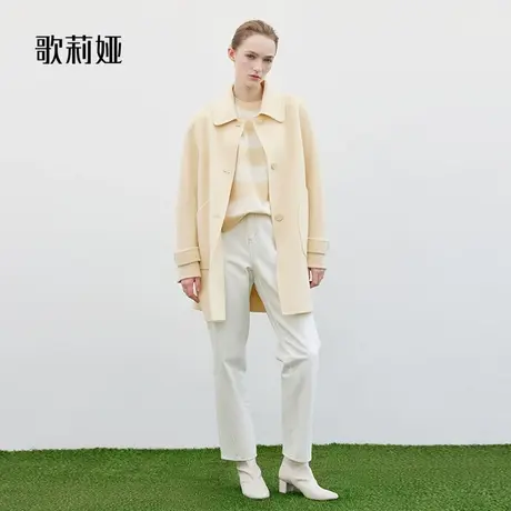 歌莉娅羊毛大衣女装今年流行新款高级感中长款翻领外套1B1C6N350图片
