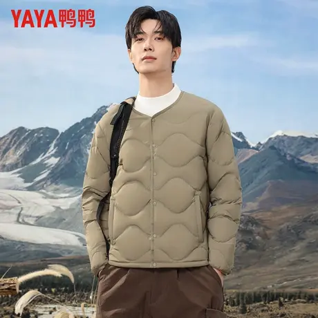 鸭鸭轻薄羽绒服男2025秋冬新品圆领短款休闲舒适宽松百搭保暖外套图片
