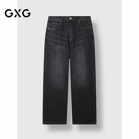 GXG男装 重磅水洗宽松阔腿保暖潮流牛仔裤 2024冬季品商品大图