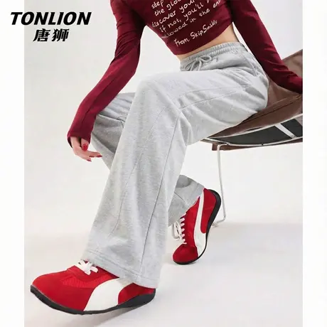 唐狮官方美式卫裤女2026新款春季宽松慵懒阔腿裤香蕉裤休闲裤子VC图片