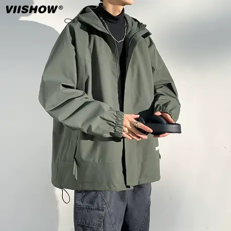 VIISHOW日系冲锋衣2023秋季新款外套男连帽上衣男生宽松百搭夹克商品大图