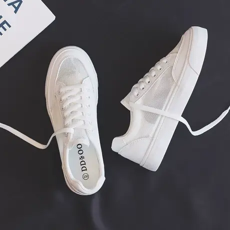 夏季薄款透气小白鞋女鞋2023年新款百搭板鞋ins潮镂空网面网鞋子商品大图