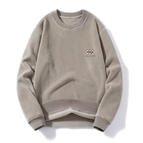 男士加绒加厚卫衣上衣新款圆领保暖一体绒秋冬长袖纯色打底衫内搭商品大图