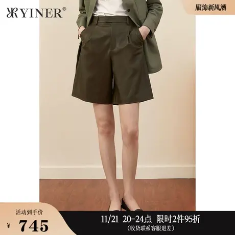 YINER音儿女装秋季短款宽松绵羊皮休闲裤商品大图