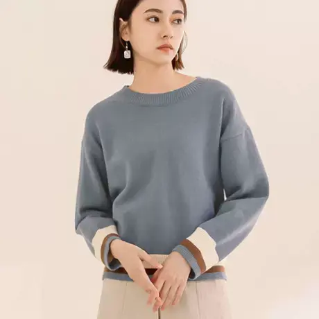 桔熊秋冬季休闲简约ol保暖包芯纱长袖套头毛衣女胖妹妹大码FA2617图片