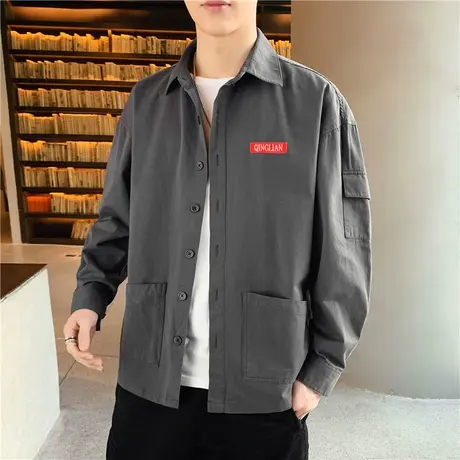 长袖衬衫男士春季衬衣外套韩版潮流休闲宽松工装寸衫2025新款秋装商品大图