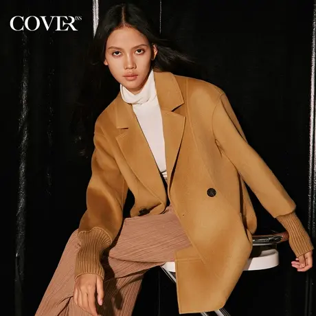 COVER冬季翻驳领羊绒羊毛大衣商品大图
