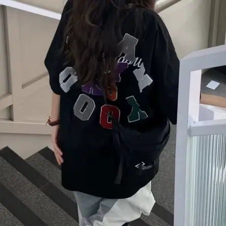 美式复古短袖t恤女夏季纯棉宽松韩版ins潮牌半袖设计感小众上衣服商品大图