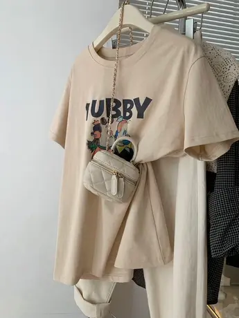 国潮百搭印花t恤女oversize大码纯棉中性风ins潮复古宽松短袖上衣商品大图