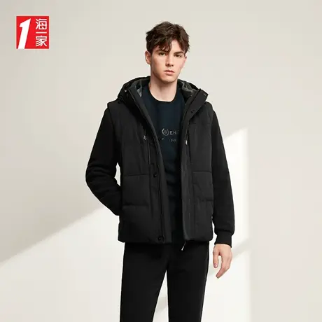 海一家连帽马甲两件套青春休闲活力一衣多穿保暖男士羽绒服图片