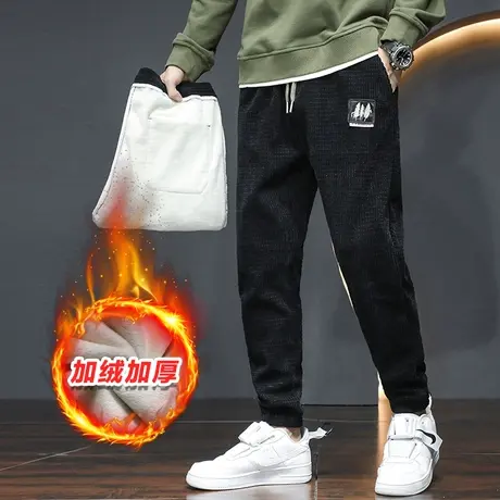 冬季灯芯绒裤男士休闲长裤保暖外穿加绒加厚条绒运动男裤子秋冬款商品大图