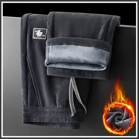 宽松垂感阔腿超厚卫裤冬季男装博奥绒加厚休闲裤子秋冬款加绒冬裤图片