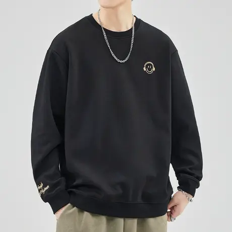 春天高端打底衫春秋款男生中性风圆领卫衣2024新款春季长袖上衣服商品大图