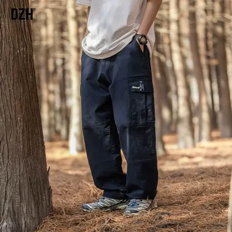 男生山系藏青色工装裤男直筒秋冬新款裤子阔腿休闲裤宽松垂感长裤图片