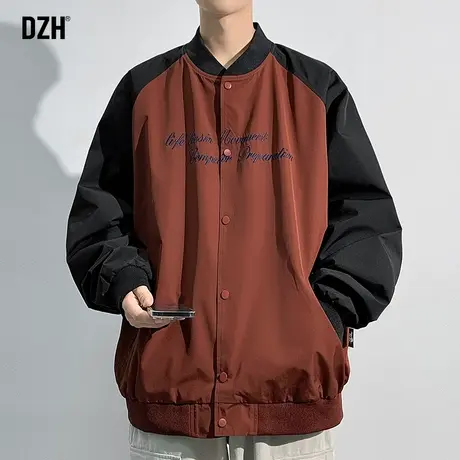 男士刺绣拼接棒球服男款春秋美式休闲外套潮高级感飞行员夹克上衣商品大图