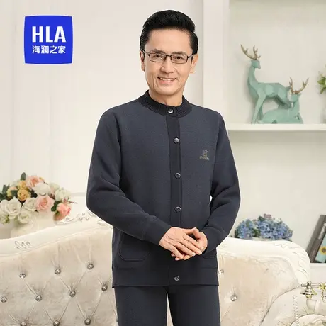 HLA/海澜之家中年男士羊羔绒冬季加绒加厚柔软舒适防风保暖上衣商品大图