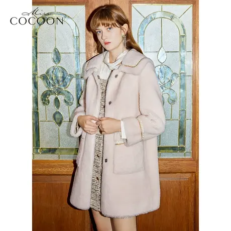 missCOCOON羊毛大衣女2022年新款冬季流行时尚宽松保暖羊羔毛外套商品大图