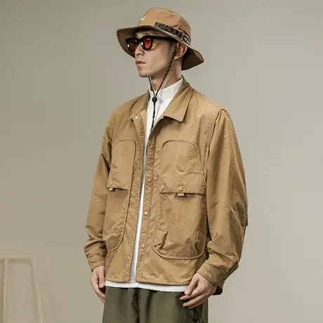 秋冬户外山系风高级感夹克外套男士宽松翻领百搭简约潮流冲锋衣男图片