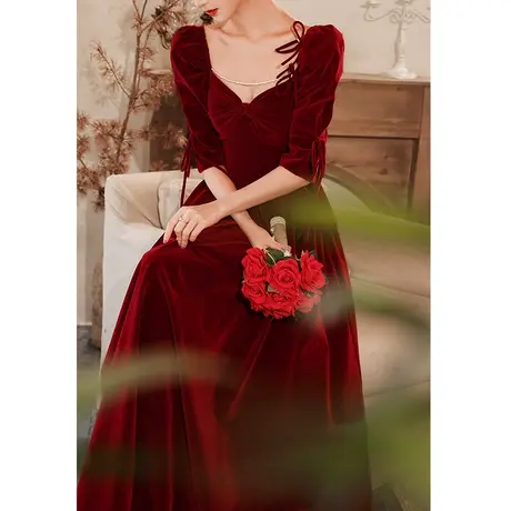 敬酒服新娘2023新款夏季在逃公主订婚连衣裙礼服气质高级感赫本风图片