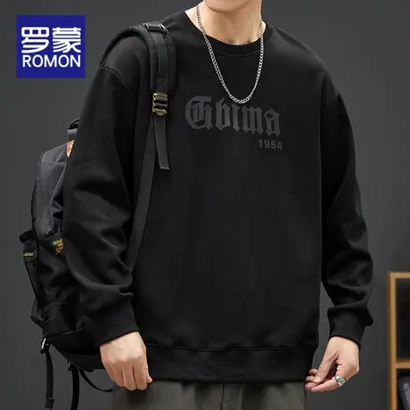 罗蒙春秋款卫衣男休闲百搭上衣秋季2023新款男士圆领长袖T恤男款图片