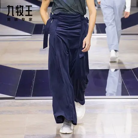 [时尚秀款]九牧王男裤休闲裤春季男士时尚青年阔腿长裤男DN商品大图
