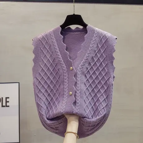 v领针织开衫马甲背心女2023秋装新款宽松外穿马夹外搭毛衣坎肩潮图片