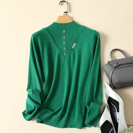 清仓！半高领毛衣套头打底衫女秋冬新款内搭宽松百搭洋气针织衫女商品大图