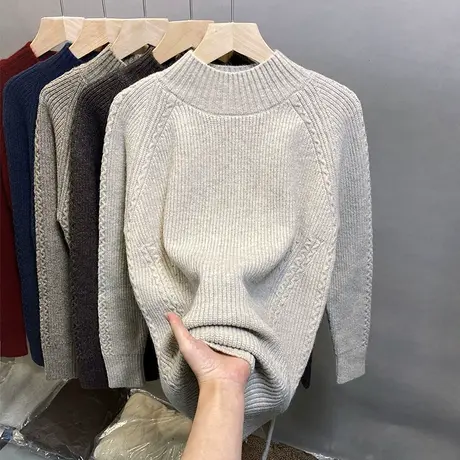 2023秋冬新款半高领毛衣女套头加厚保暖宽松外穿长袖内搭打底衫女商品大图