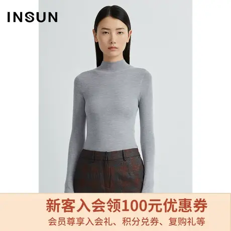 恩裳商场同款冬季时尚保暖修身立领纯色打底毛针织衫女图片