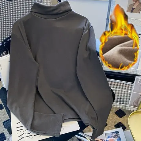 德绒高领内搭打底衫秋冬2022新款加厚保暖长袖T恤白色上衣女ins潮图片