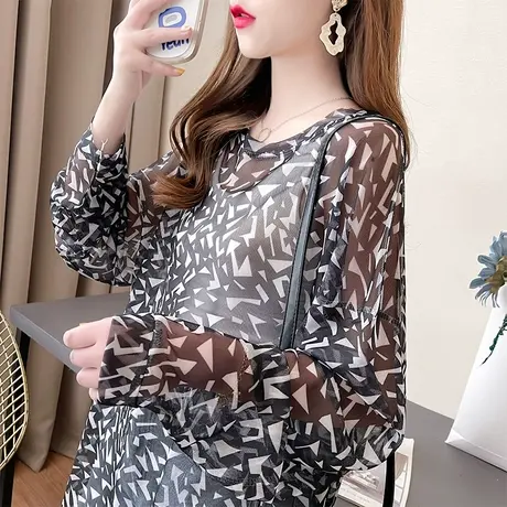 户外骑车防晒衣女夏季韩版宽松大码女装薄款冰丝透气罩衫长袖上衣商品大图